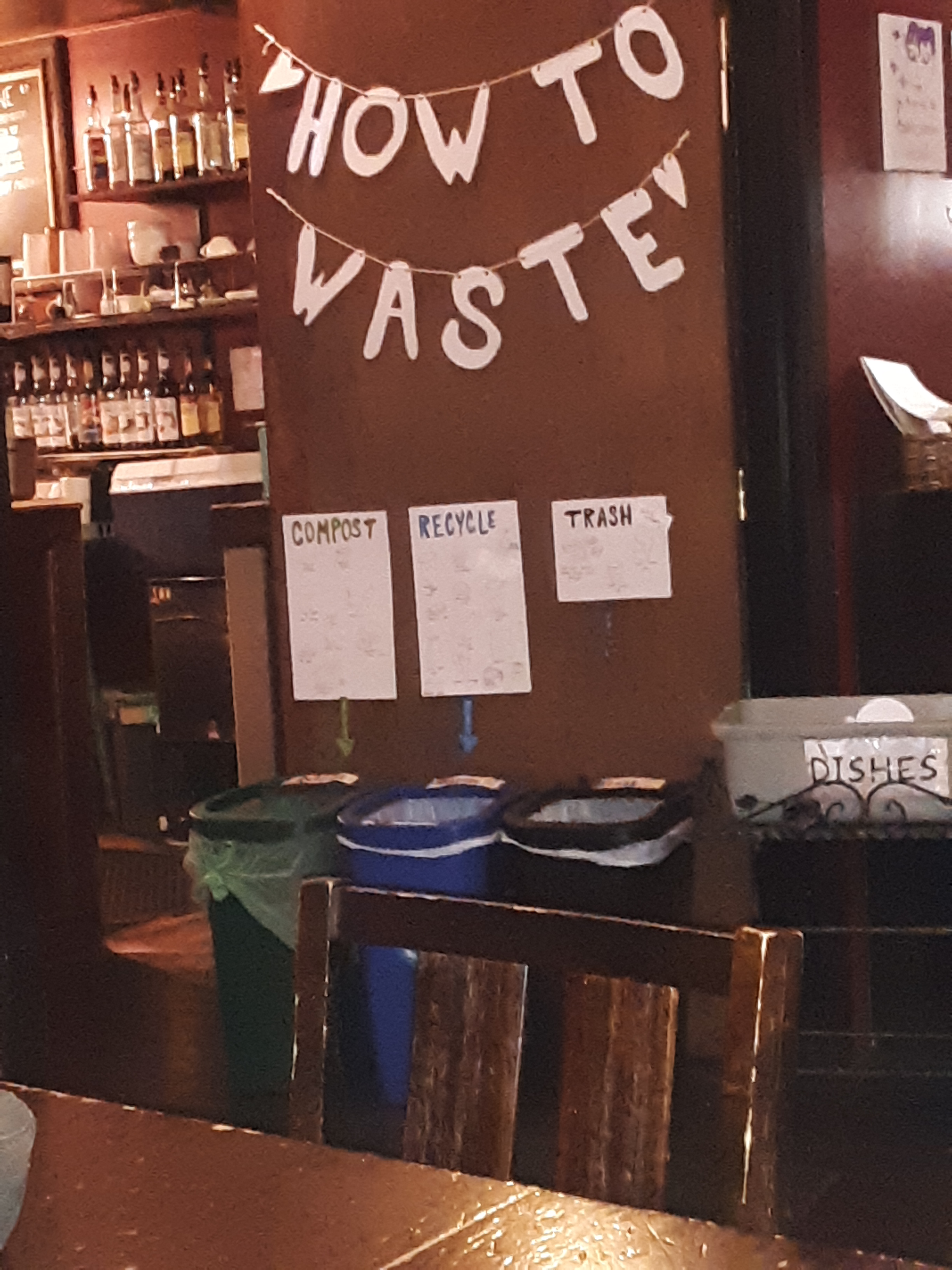 Living well in the 21st century. Limassol, Cyprus. Picture of the compost, recycle, and garbage in a restaurant in Seattle, WA. 
