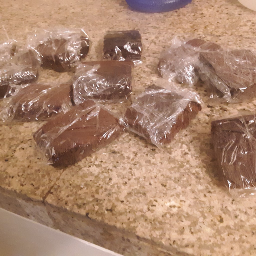 Living well in the 21st century - Limassol, Cyprus - a picture of a brownies cut into squares and wrapped in plastic foil. 