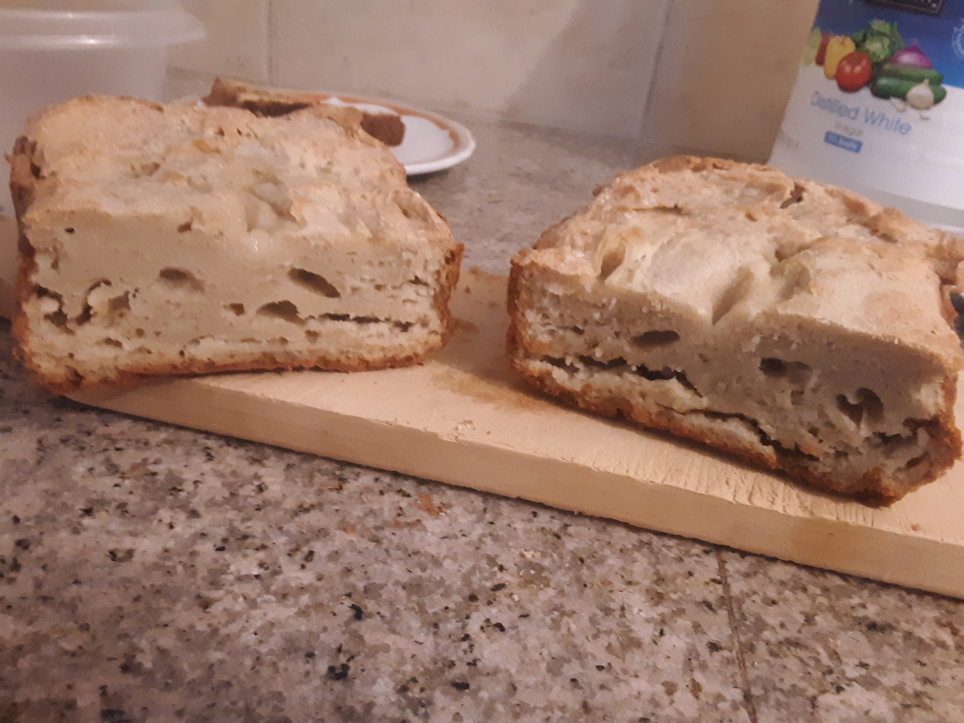 Living well in the 21st century - Limassol, Cyprus - a picture of the gluten free bread cut in half, air bubbles in the middle when cut in half. 