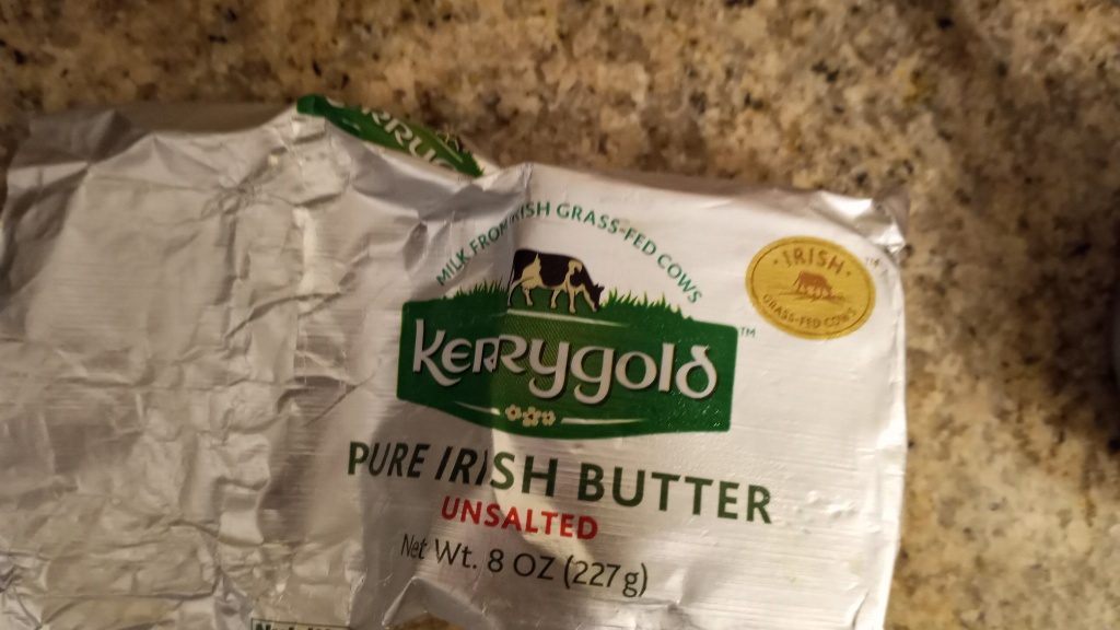 Living well in the 21st century - Limassol, Cyprus - picture of opened  Kerrygold -pure irish butter unsalted net wt 8 oz (227g).  